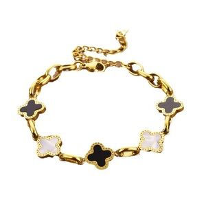 Gold and Black Clover Bracelet
